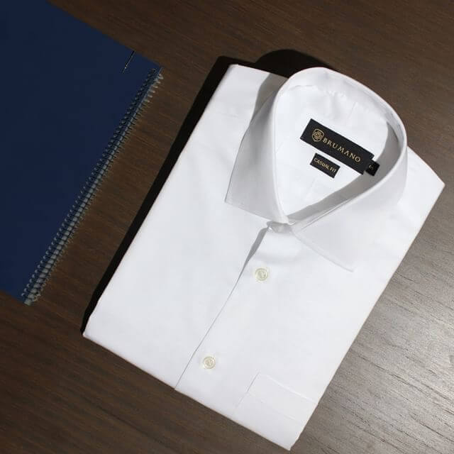 White corporate uniform shirt with formal collar